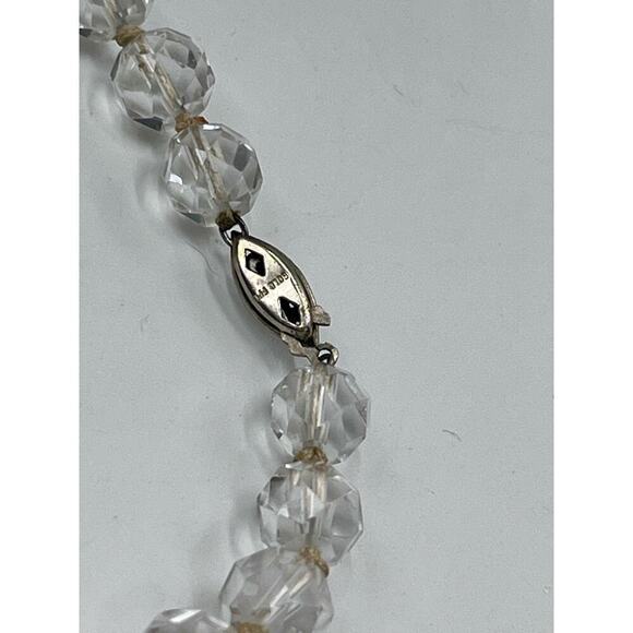 Faceted Rock Crystal Graduated Vintage Gold Filled Clasp Single Strand Necklace - Picture 10 of 16